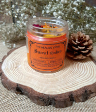 Load image into Gallery viewer, Sacral Chakra Candle | Soy wax | 100gms | with rare herbs, crystals & essential oils | Burning hours 30 |