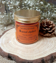 Load image into Gallery viewer, Sacral Chakra Candle | Soy wax | 100gms | with rare herbs, crystals & essential oils | Burning hours 30 |