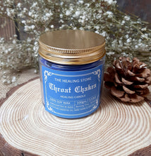 Load image into Gallery viewer, Throat Chakra Candle | Soy wax | 100gms | with rare herbs, crystals & essential oils | Burning hours 30 |