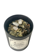 Load image into Gallery viewer, Scorpio Zodiac Candle | Soy Wax | 170gms | With Rare Herbs, Crystals & Essential Oils | Burning Hours 40-45 |