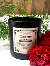 Load image into Gallery viewer, Taurus Zodiac Candle | Soy Wax | 170gms | With Rare Herbs, Crystals & Essential Oils | Burning Hours 40-45 |