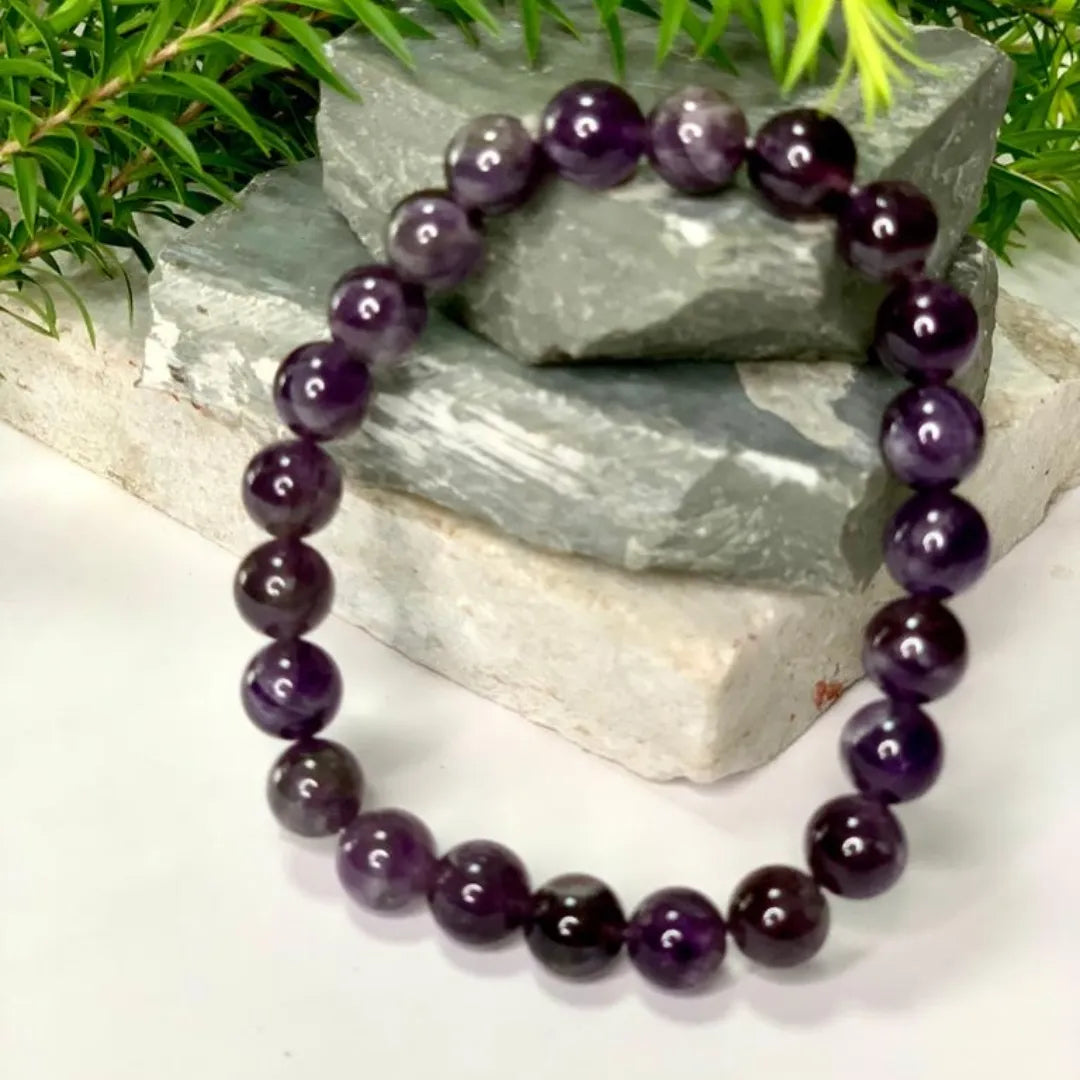 Buddha Stones Armband mit natürlichem Amethyst, innerem Frieden und Heilung
