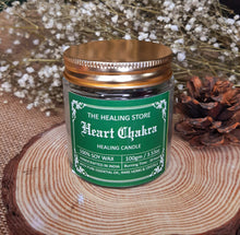Load image into Gallery viewer, Heart Chakra Candle | Soy wax | 100gms | with rare herbs, crystals &amp; essential oils | Burning hours 30 |
