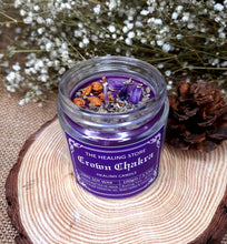 Load image into Gallery viewer, Crown Chakra Candle | Soy wax | 100gms | with rare herbs, crystals &amp; essential oils | Burning hours 30 |
