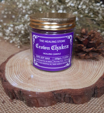 Load image into Gallery viewer, Crown Chakra Candle | Soy wax | 100gms | with rare herbs, crystals &amp; essential oils | Burning hours 30 |

