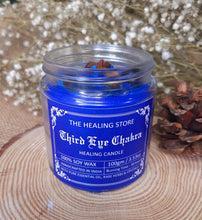 Load image into Gallery viewer, Third Eye Chakra Candle | Soy wax | 100gms | with rare herbs, crystals &amp; essential oils | Burning hours 30 |
