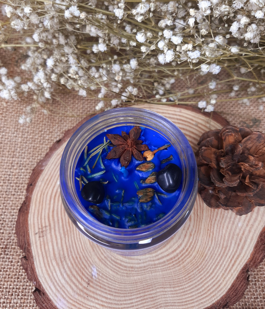 Third Eye Chakra Candle | Soy wax | 100gms | with rare herbs, crystals & essential oils | Burning hours 30 |