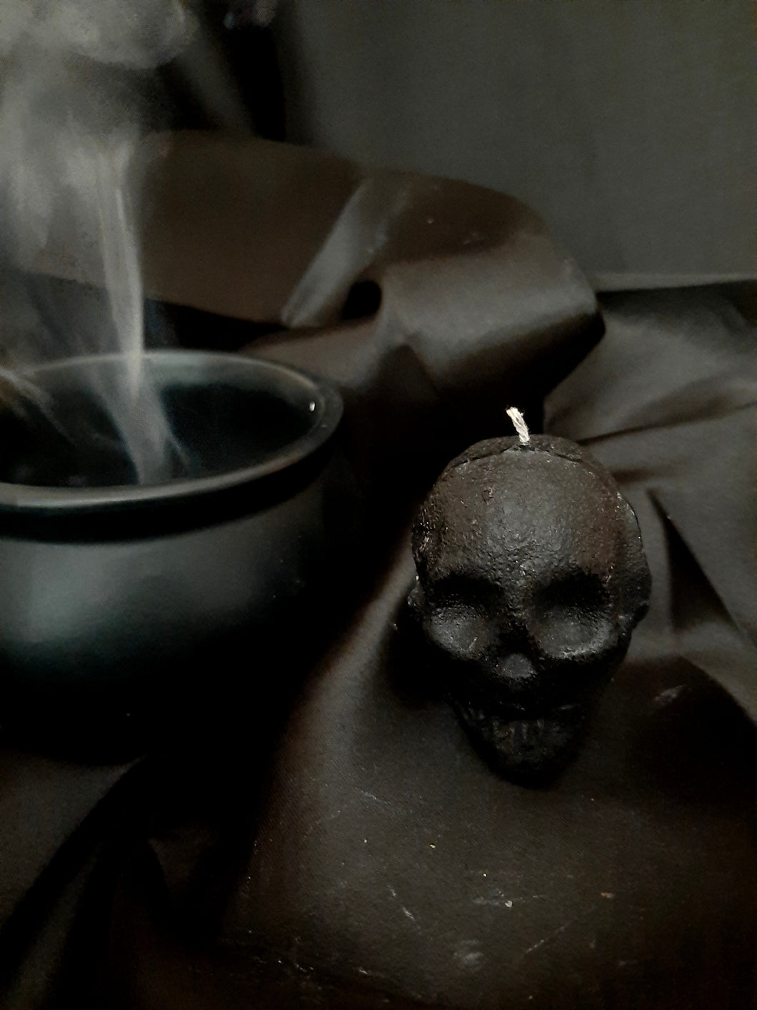 Black Skull Candle For Spell, Wicca,Hoodoo | Height: 2.5'' |