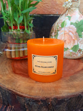 Load image into Gallery viewer, Orange Ritual Pillar Candle | For Healing and Energy Work | For Decoration | 275 gms | Burning hours 72 hours |
