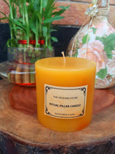 Load image into Gallery viewer, Yellow Ritual Pillar Candle | For Healing and Energy Work | For Decoration | 275 gms | Burning hours 72 |
