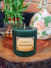 Load image into Gallery viewer, Green Ritual Pillar Candle | For Healing and Energy Work | For Decoration | 275 gms | Burning hours 72 hours |
