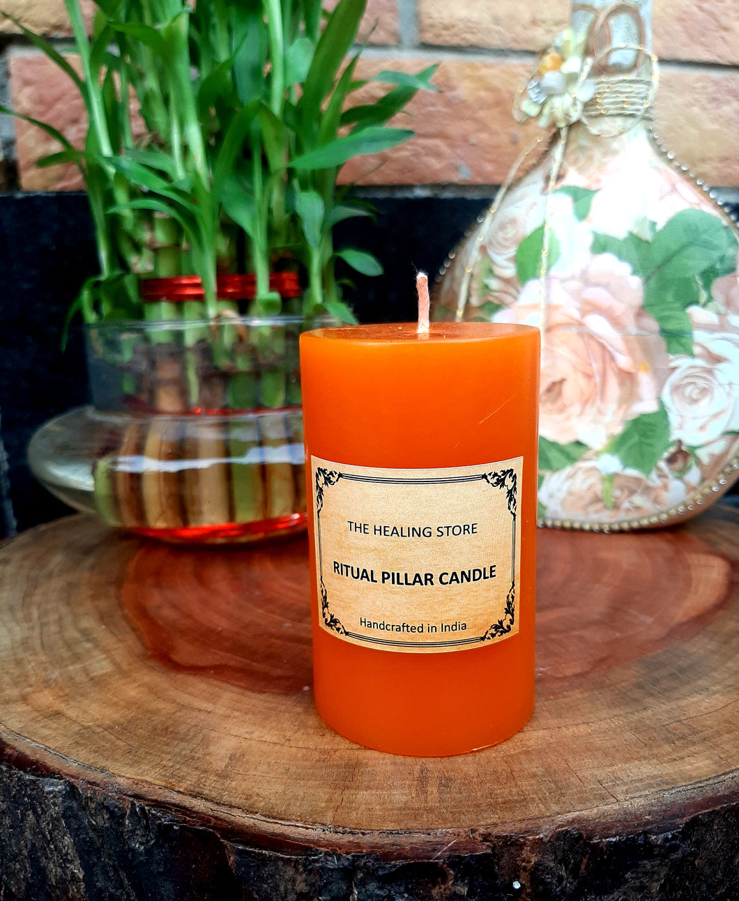 Orange Ritual Pillar Candle | For Healing and Energy Work | For Decoration | 150 gms | Burning hours 36 |