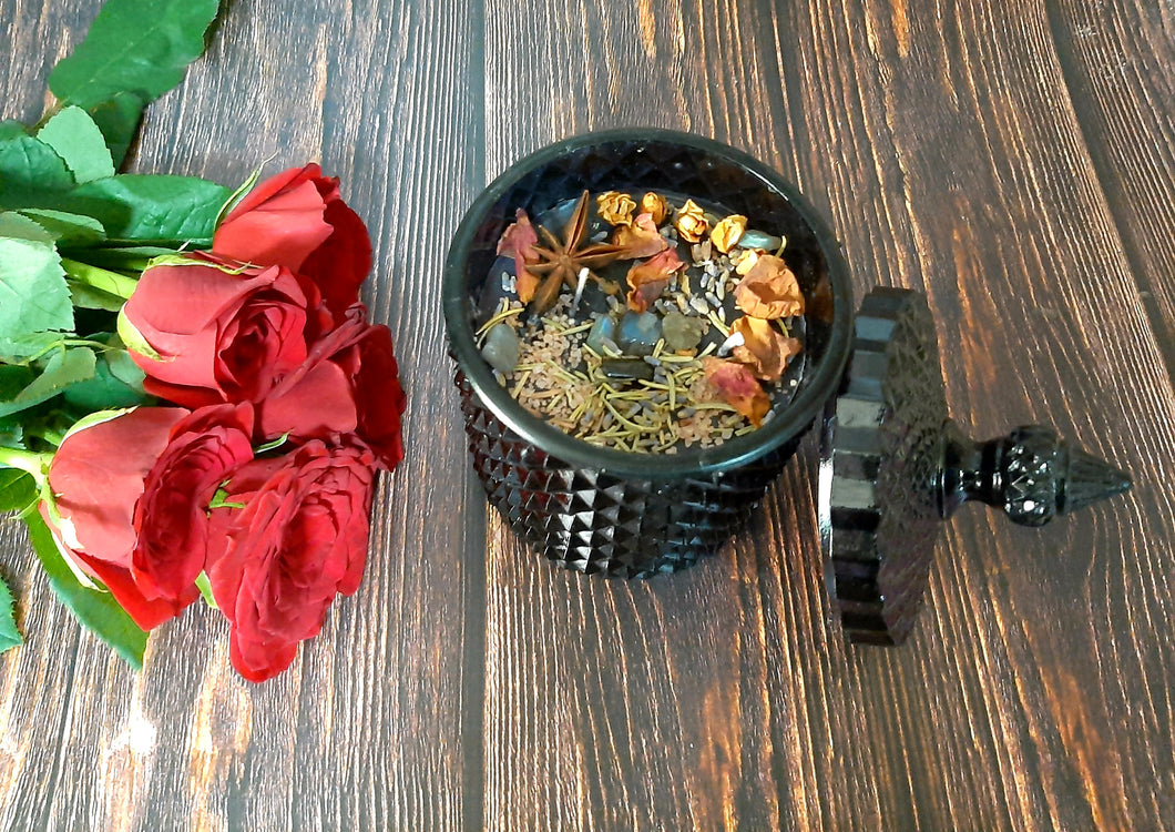 New Moon Intention Candle | Soy Wax | 200 gms | with rare herbs, crystals & essential oils |