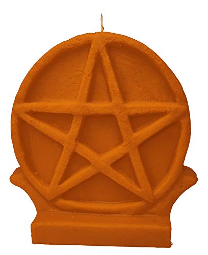 Orange Pentacle Candle For Spell, Wicca, Hoodoo | Height: 5'' | Burning Hours: 46 |