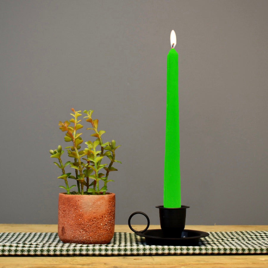 Green Taper Candle | Set of 2, 6, 12 | Height: 9'' |