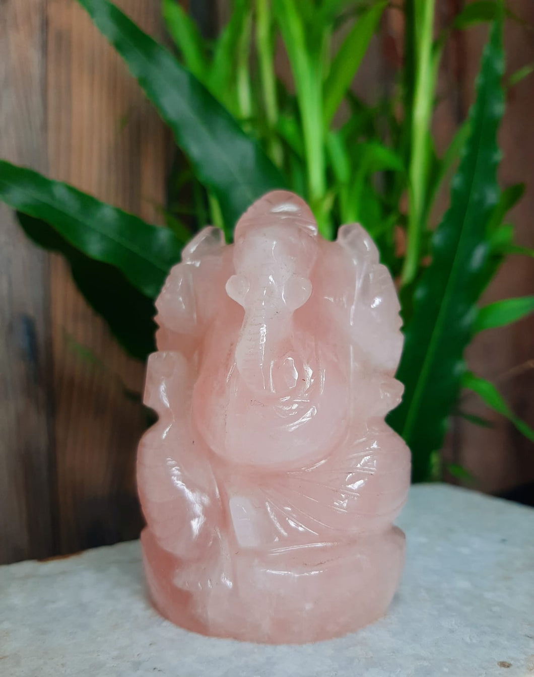 Rose Quartz Crystal Ganesha Statue | 150 gms |