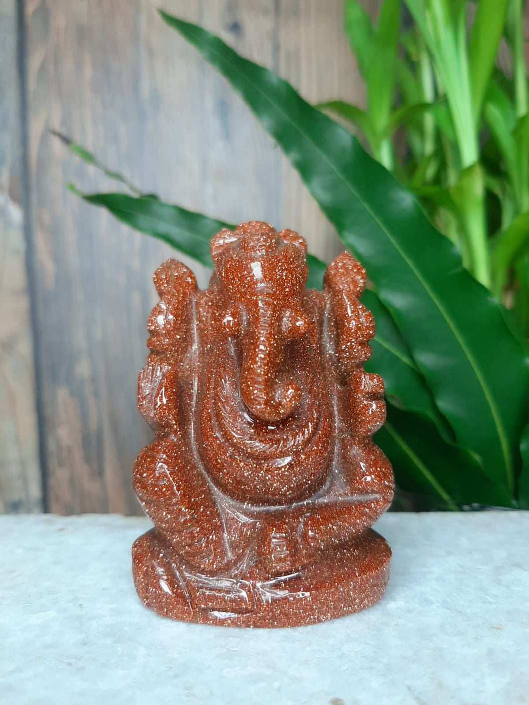 Sunstone Crystal Ganesha Statue | 126 gms |
