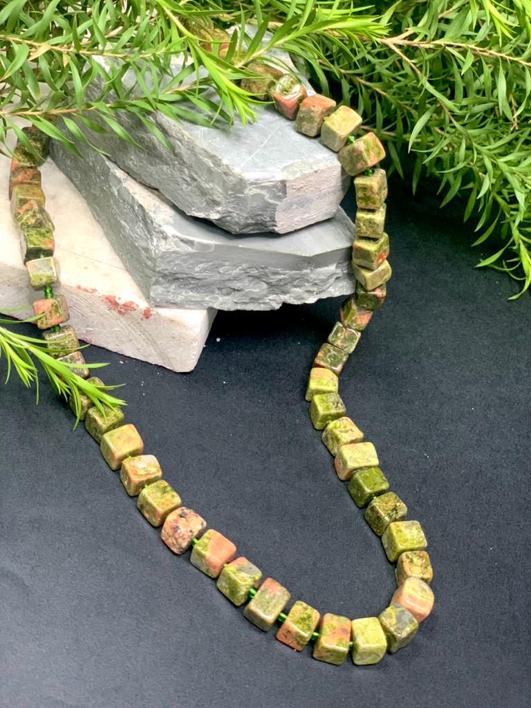 Unakite Beaded Necklace | Lab Certified | 50 gms |