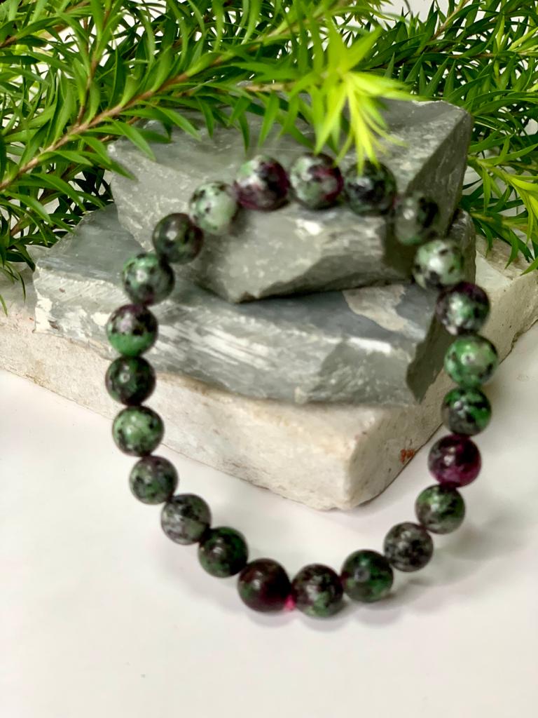 Zoisite Beads Bracelet - Lab Certified | 8 mm |
