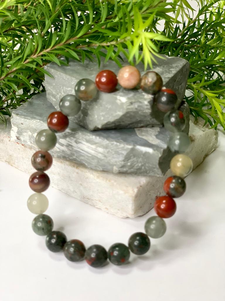 Bloodstone Beads Bracelet - Lab Certified | 8 mm |
