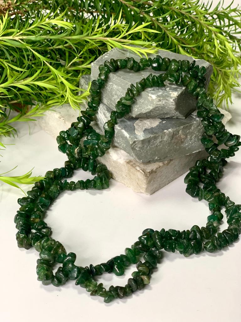 Green Aventurine Chip Necklace | Lab Certified | 72 gms |