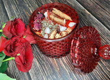 Load image into Gallery viewer, Lust Intention Candle | Soy Wax | 200 gms | with rare herbs, crystals &amp; essential oils |
