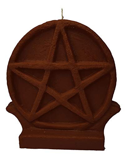 Brown Pentacle Candle For Spell, Wicca, Hoodoo | Height: 5'' | Burning Hours: 46 |