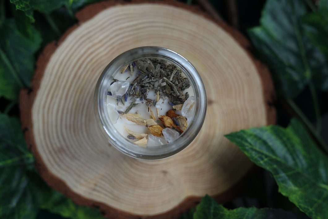 Full Moon Ritual Candle | Soy Wax | 100 gms | With Rare Herbs, Crystals & Essential Oils | Burning Hours 30 |
