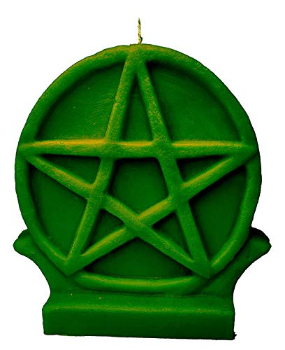 Green Pentacle Candle For Spell, Wicca, Hoodoo | Height: 5'' | Burning Hours: 46 |