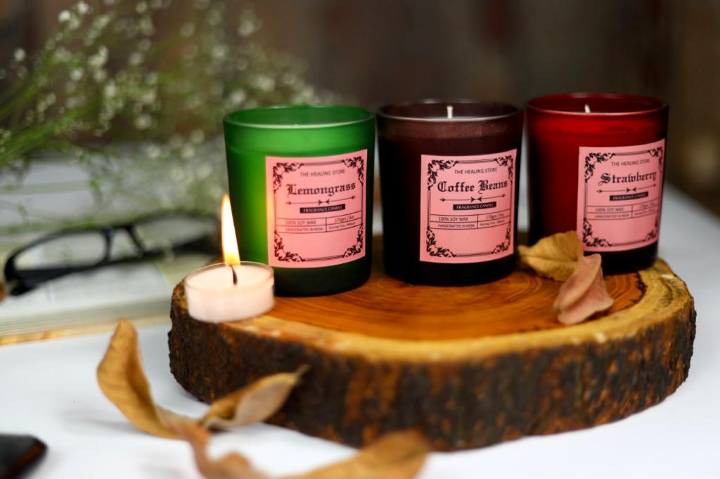 Strawberry Fragrance Candle | Soy wax | 170gms | Burning hours 40 |
