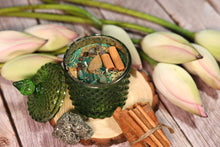 Load image into Gallery viewer, Money Intention Candle | Soy Wax | 200 gms | with rare herbs, crystals &amp; essential oils |
