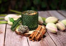 Load image into Gallery viewer, Money Intention Candle | Soy Wax | 200 gms | with rare herbs, crystals &amp; essential oils |
