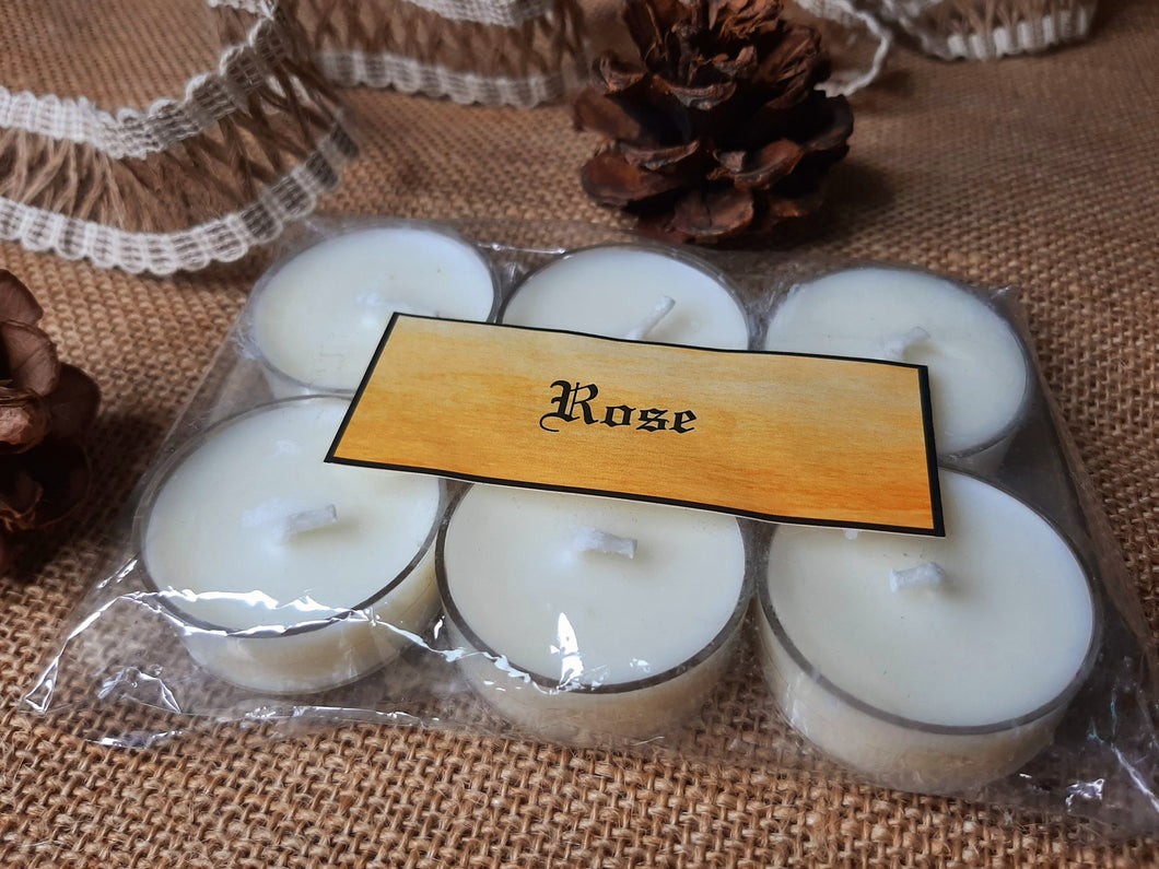 Rose Tealight Candles | Set of 6 | Scented Candle | Burning hours: 2 |